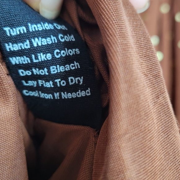 NWT SWEET WANDERER  Brown and Gold Polka Bohemian Dress - Picture 12 of 14